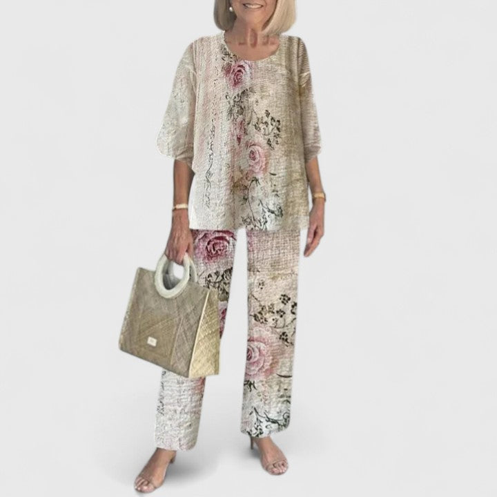 Patterned Two-Piece Top and Trousers Set