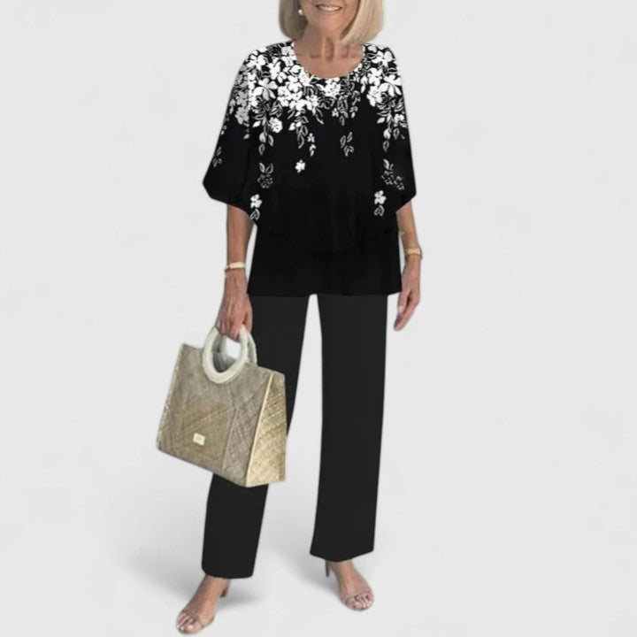 Patterned Two-Piece Top and Trousers Set