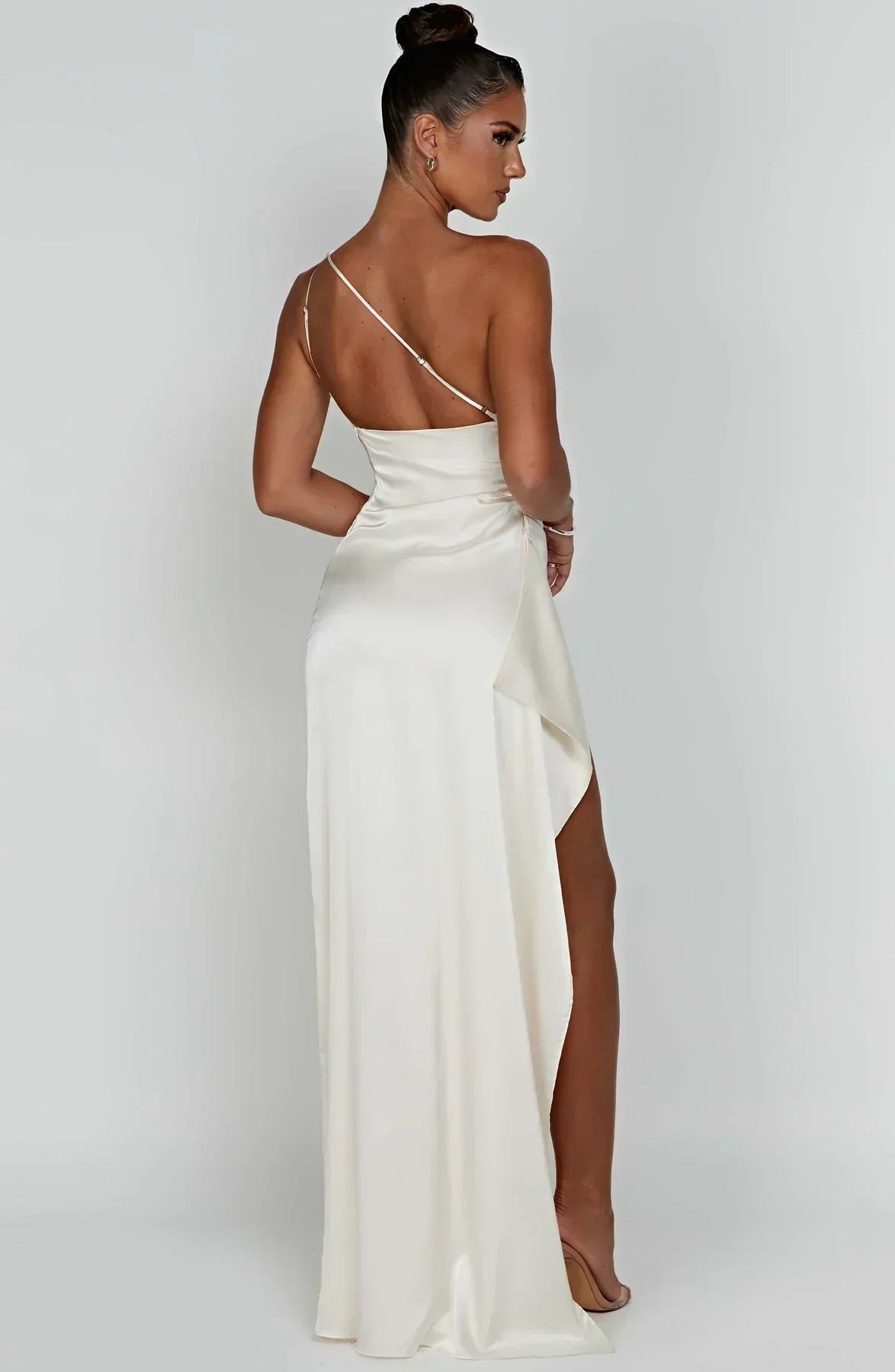 One-Shoulder Maxi Dress with Side Leg Split