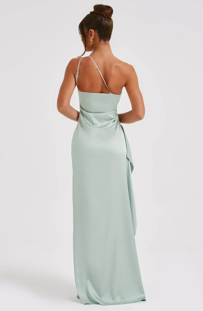 One-Shoulder Maxi Dress with Side Leg Split