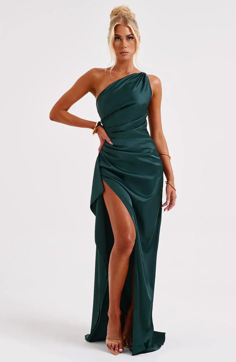 One-Shoulder Maxi Dress with Side Leg Split