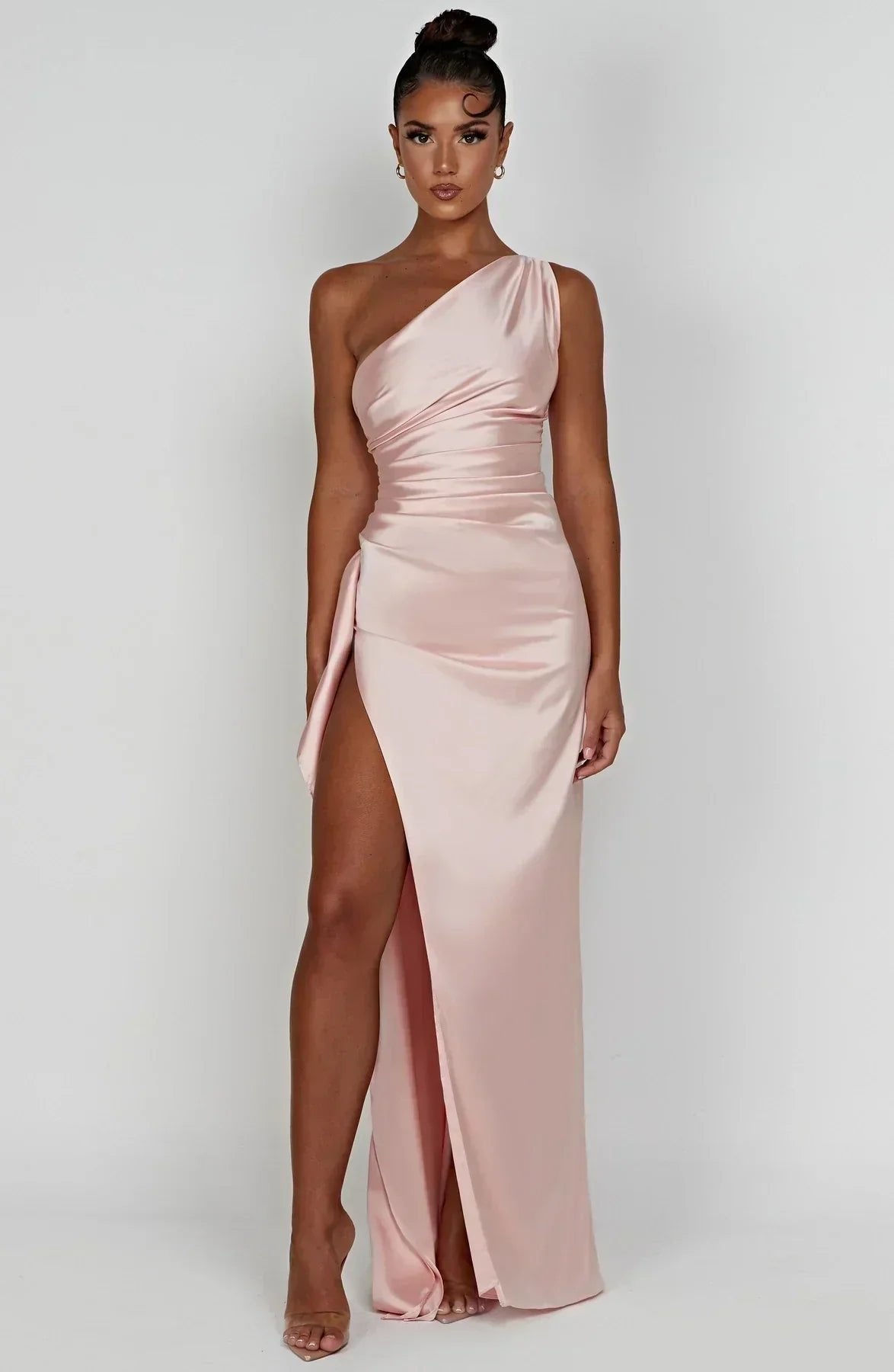 One-Shoulder Maxi Dress with Side Leg Split