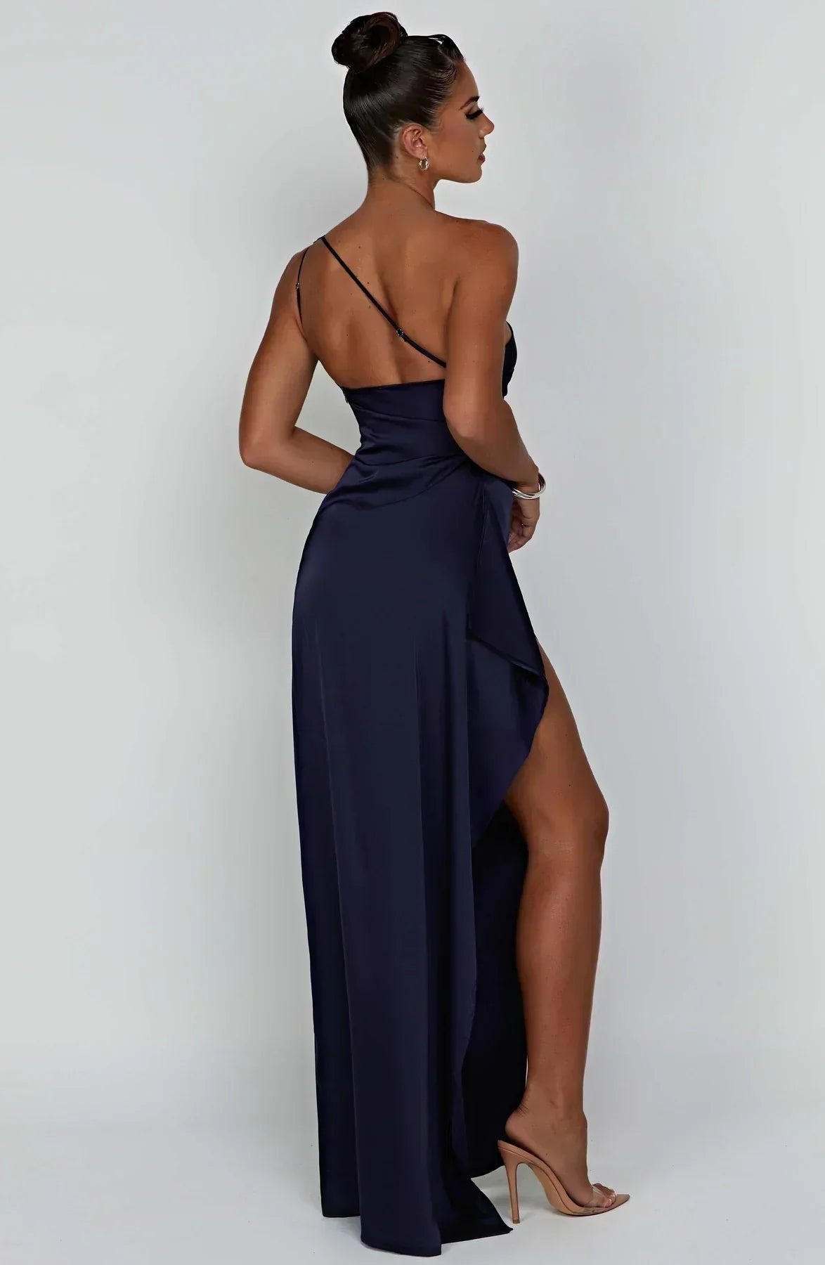 One-Shoulder Maxi Dress with Side Leg Split