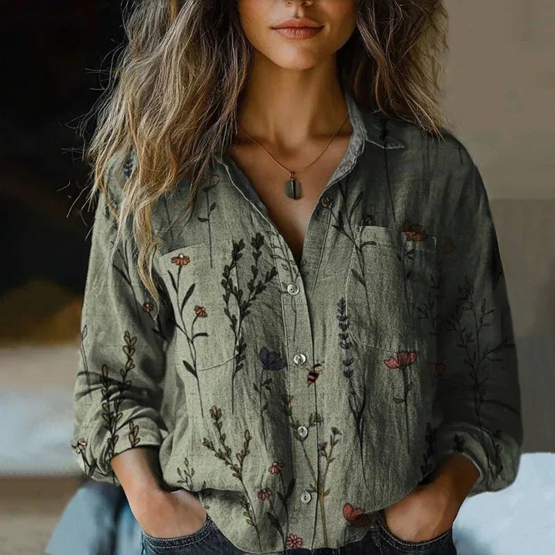 Women's Paisley Print Vintage Button-Down Shirt