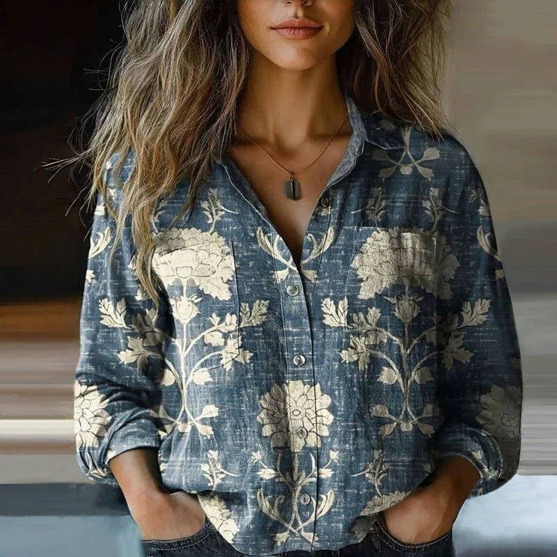Women's Paisley Print Vintage Button-Down Shirt