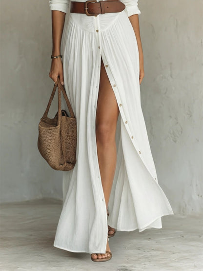 Belted Button-Through Maxi Shirt Dress