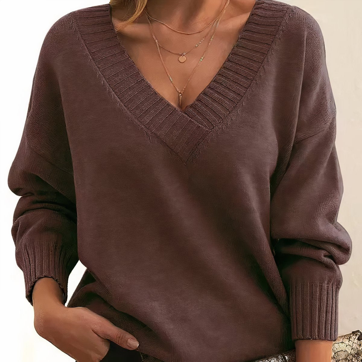 Soft-Touch V-Neck Relaxed Knit Jumper