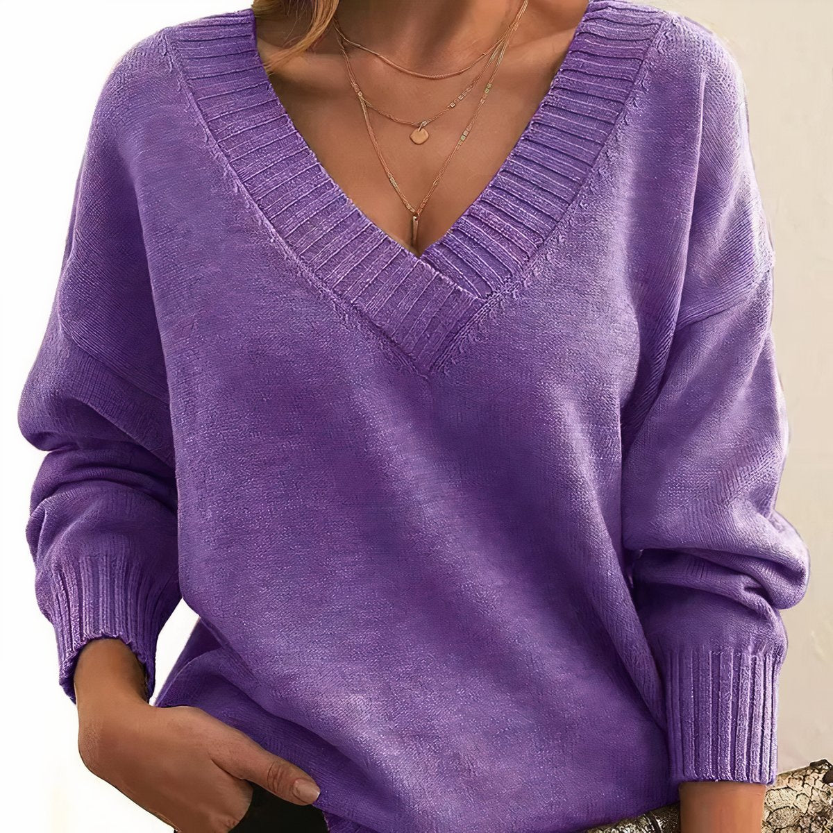 Soft-Touch V-Neck Relaxed Knit Jumper