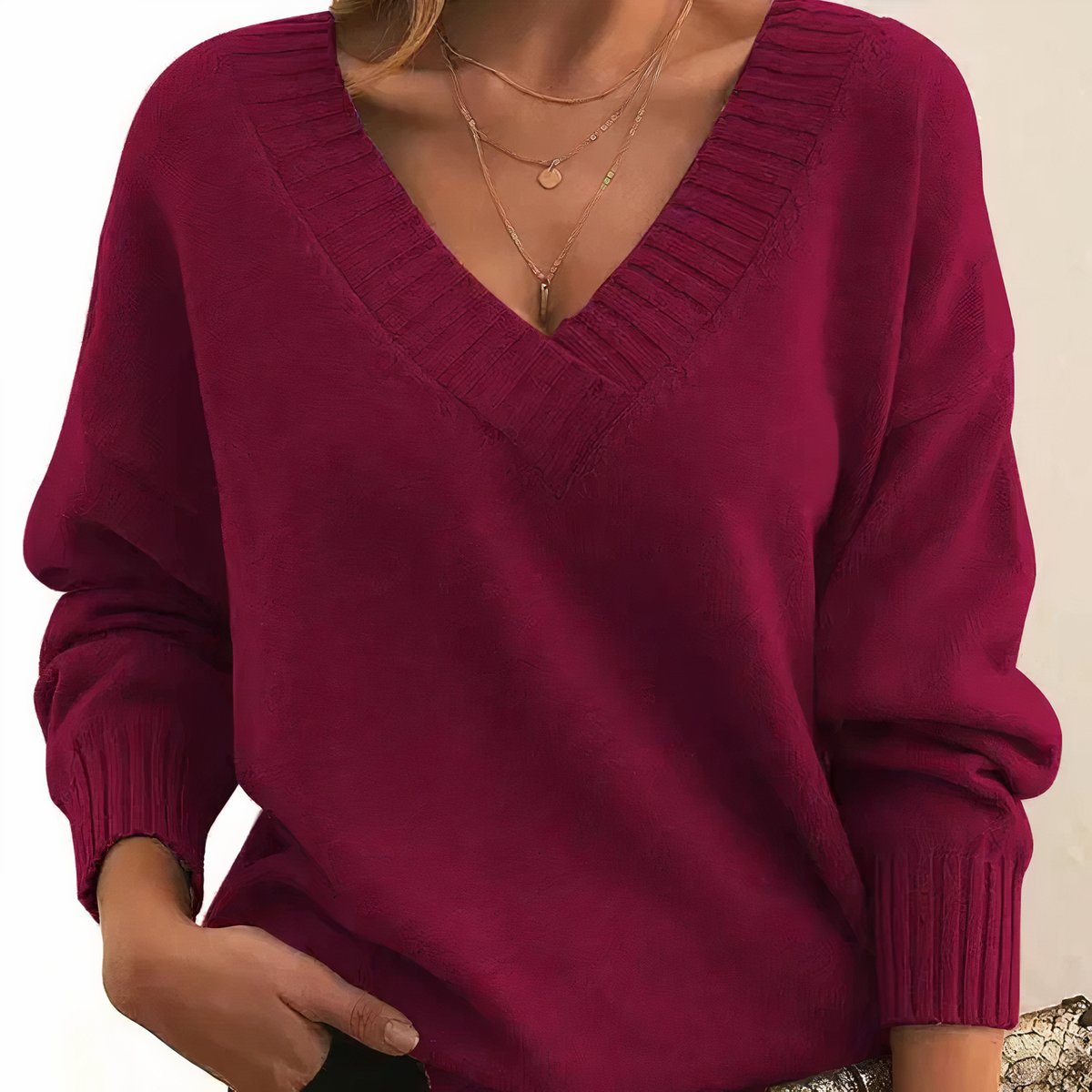 Soft-Touch V-Neck Relaxed Knit Jumper
