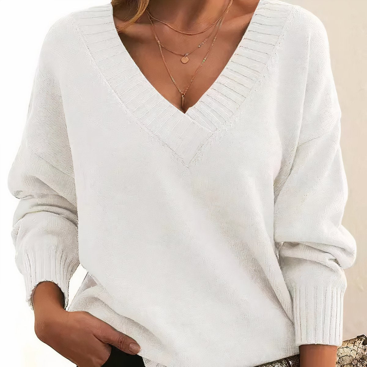 Soft-Touch V-Neck Relaxed Knit Jumper