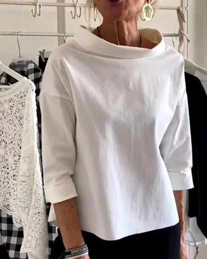 Women's Boatneck Three-Quarter Sleeve Draped Top