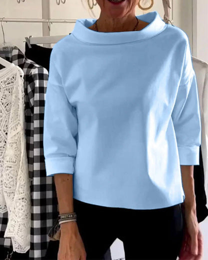 Women's Boatneck Three-Quarter Sleeve Draped Top