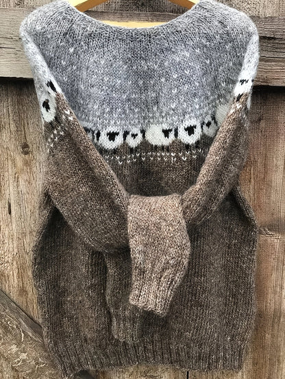Jacquard Sheep Pattern Chunky Knit Jumper