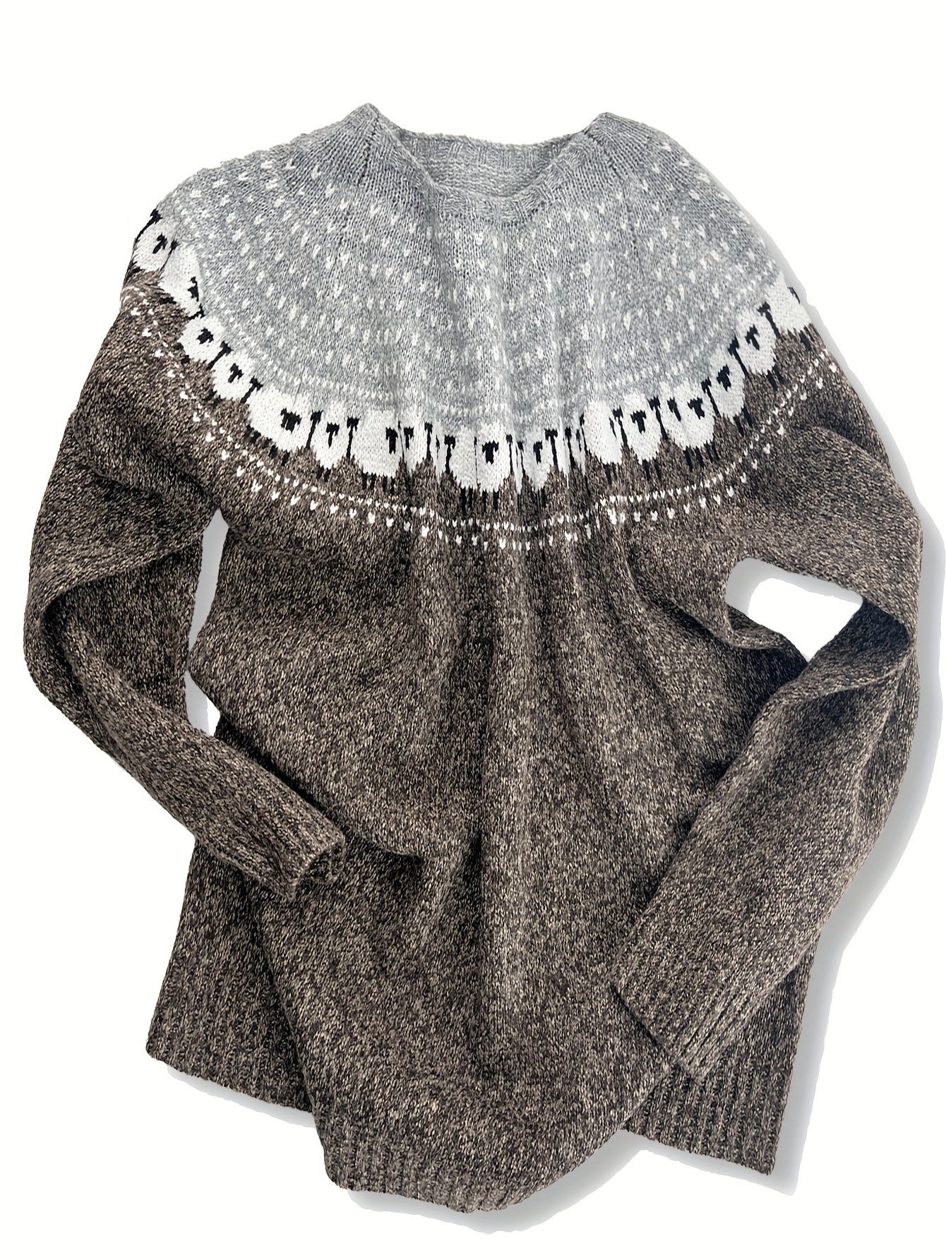 Jacquard Sheep Pattern Chunky Knit Jumper