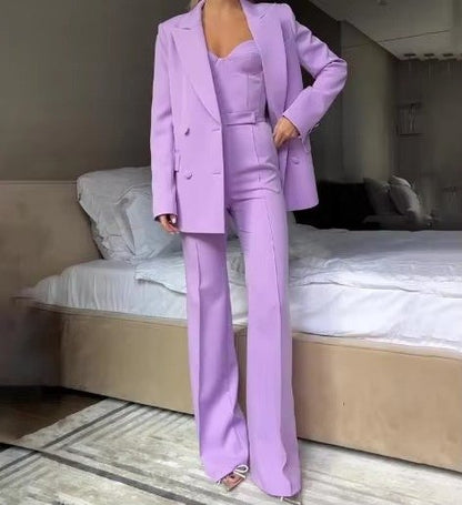 Tailored Three-Piece Blazer, Corset and Trouser Suit