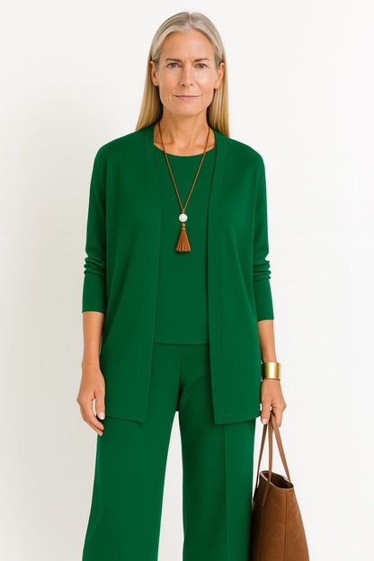 Women's 3-Piece Set: Duster Cardigan, Scoop Top and Culottes