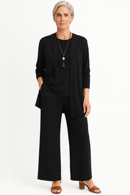 Women's 3-Piece Set: Duster Cardigan, Scoop Top and Culottes