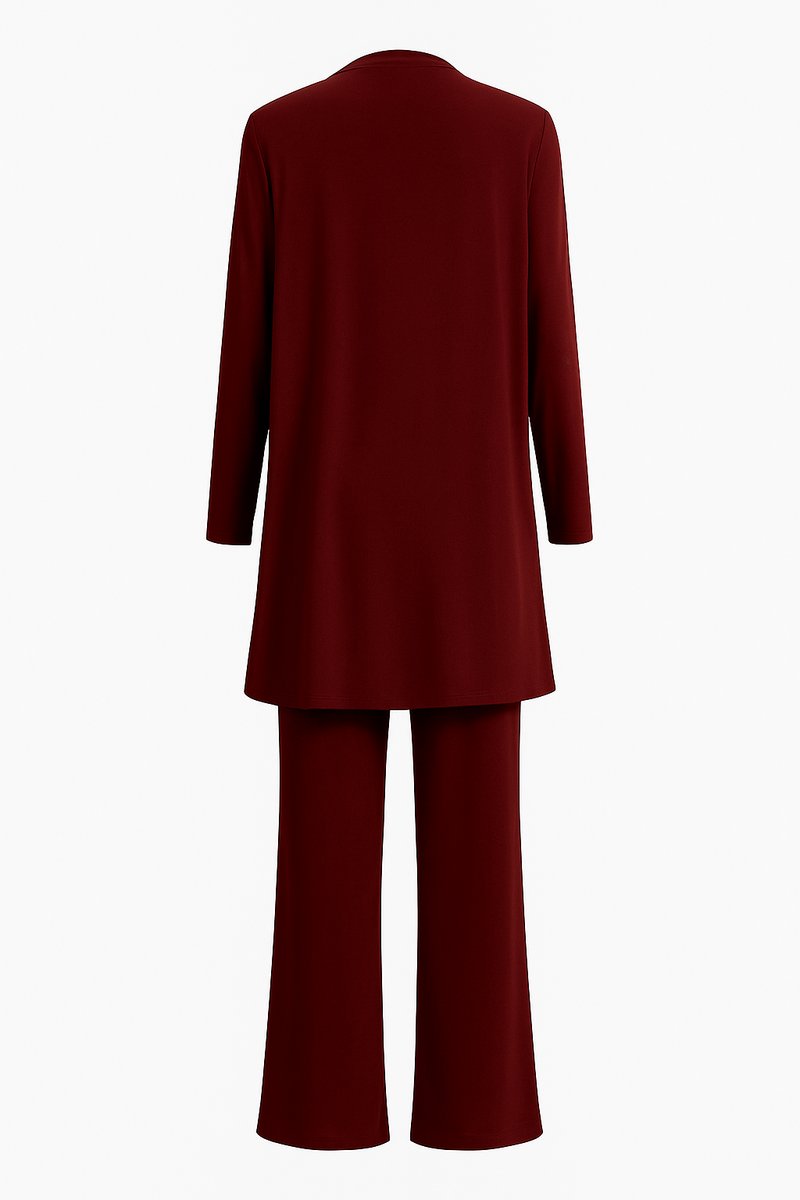 Women's 3-Piece Set: Duster Cardigan, Scoop Top and Culottes