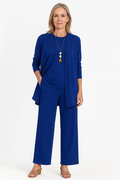 Women's 3-Piece Set: Duster Cardigan, Scoop Top and Culottes