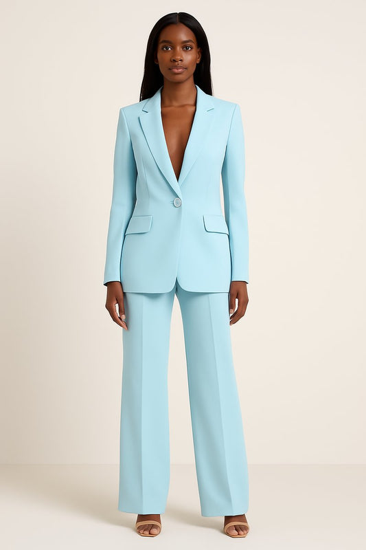 Single-Breasted Blazer & Wide-Leg Trouser Set