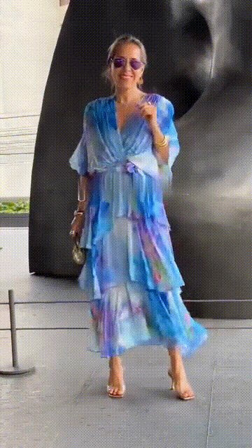 Tiered Floral Chiffon Maxi Dress