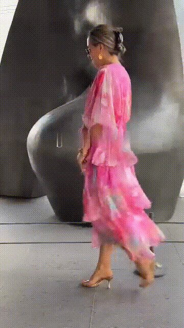 Tiered Floral Chiffon Maxi Dress