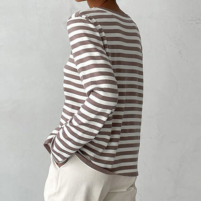 Women's Relaxed Long Sleeve Striped Tee