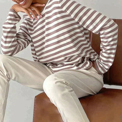 Women's Relaxed Long Sleeve Striped Tee