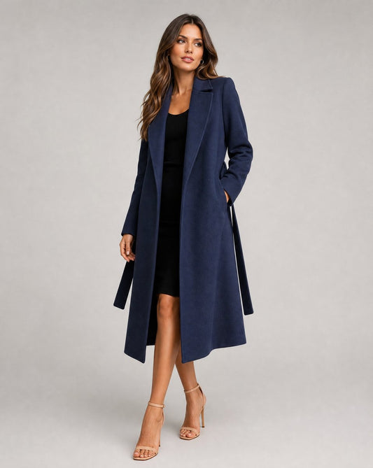 Wool-Blend Belted Longline Trench Coat