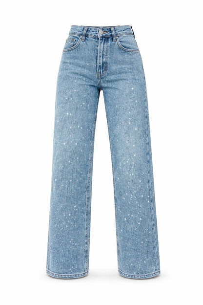 High-Rise Straight Leg Shimmer Jeans