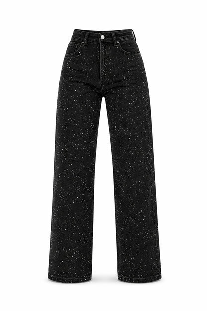 High-Rise Straight Leg Shimmer Jeans