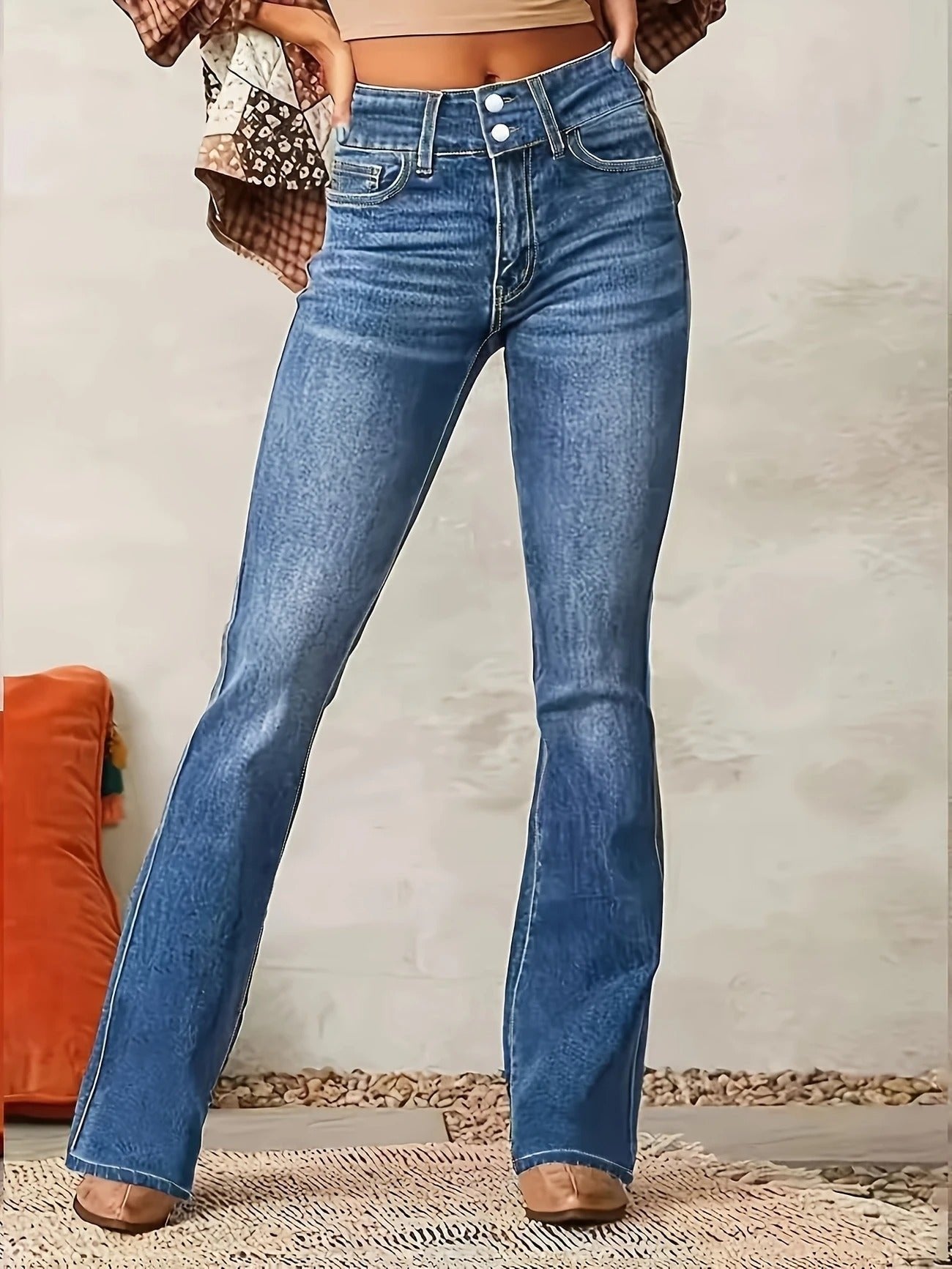 High-Rise Flared Leg Sculpting Denim Jeans