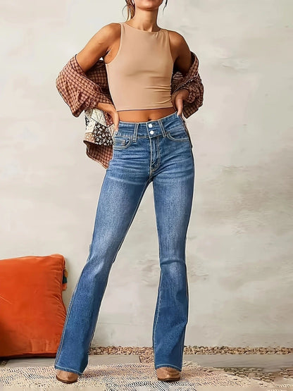 High-Rise Flared Leg Sculpting Denim Jeans