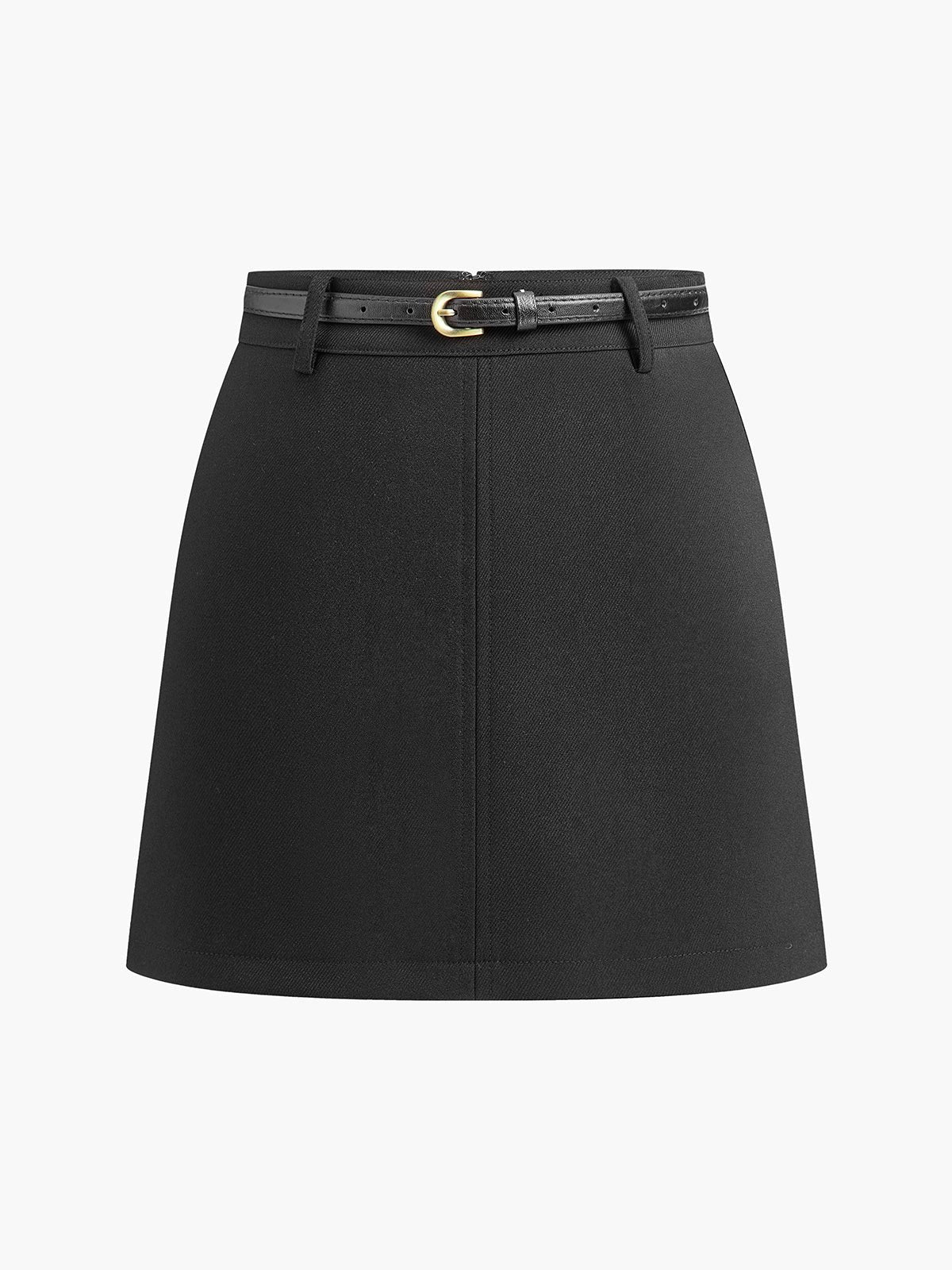 Structured Belted A-Line Mini Skirt