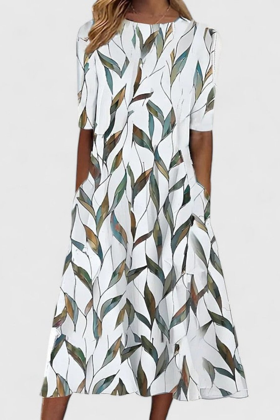 Floral Cotton A-Line Midi Dress