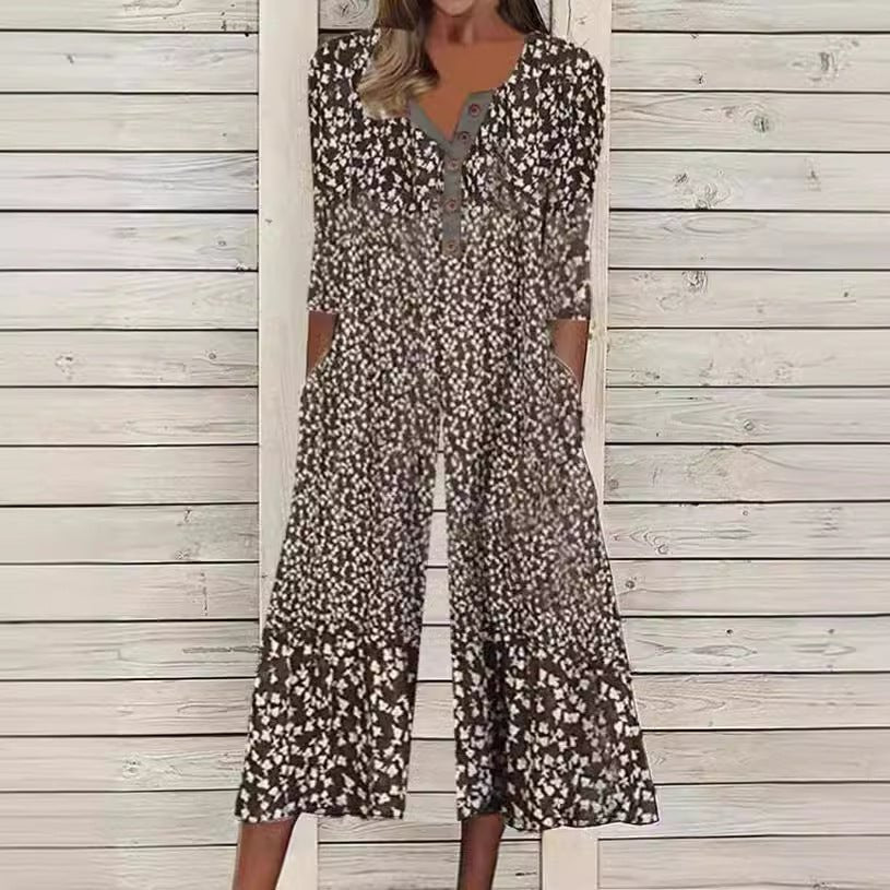 Short Sleeve Cotton Culotte Jumpsuit with Button Front