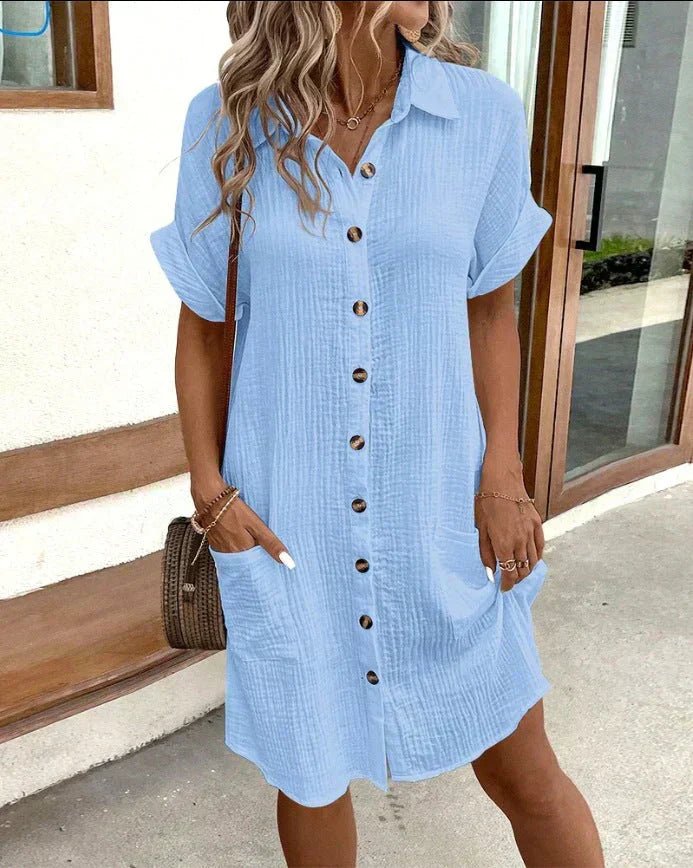 Women's Pure Cotton Button-Through Shirt Dress