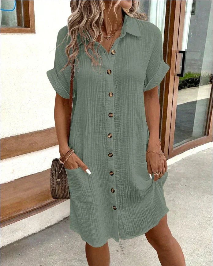 Women's Pure Cotton Button-Through Shirt Dress