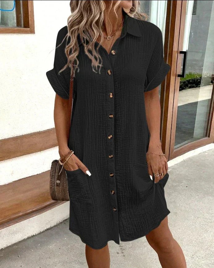 Women's Pure Cotton Button-Through Shirt Dress