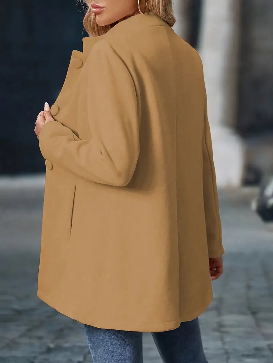 High-Collar Tailored Button Coat