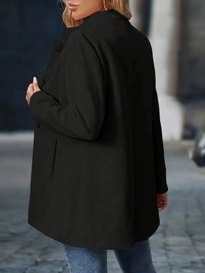 High-Collar Tailored Button Coat