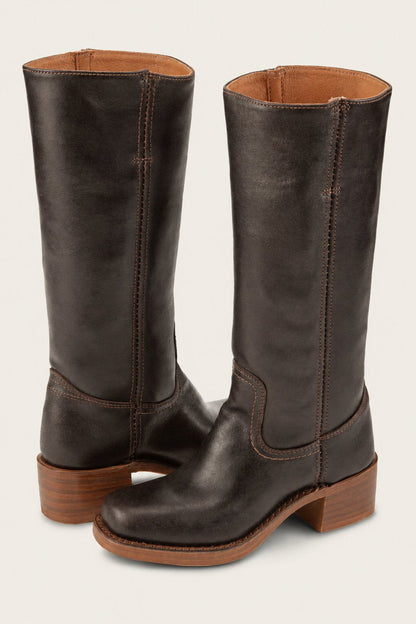 Fitted Knee-High Boots with Cleated Lug Sole