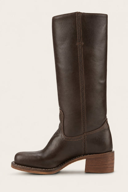 Fitted Knee-High Boots with Cleated Lug Sole
