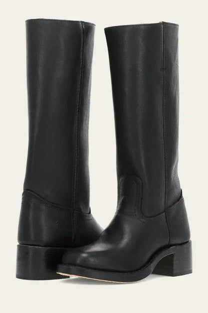 Fitted Knee-High Boots with Cleated Lug Sole
