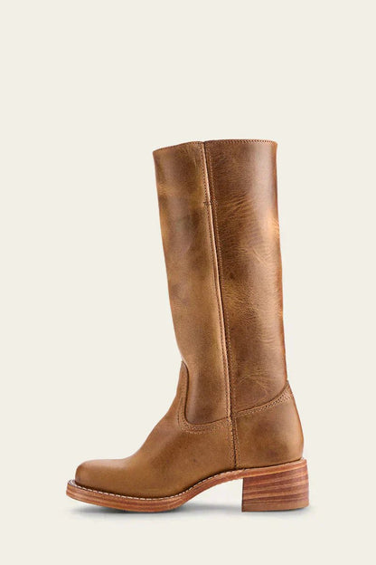Fitted Knee-High Boots with Cleated Lug Sole