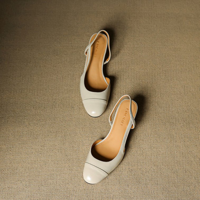 Almond Toe Slingback Pumps with Low Block Heel