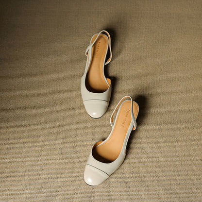 Almond Toe Slingback Pumps with Low Block Heel