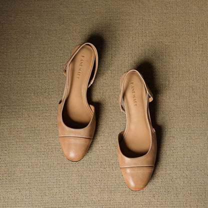 Almond Toe Slingback Pumps with Low Block Heel