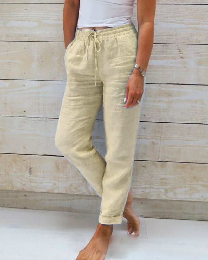 Women's Straight Leg Linen Drawstring Pants
