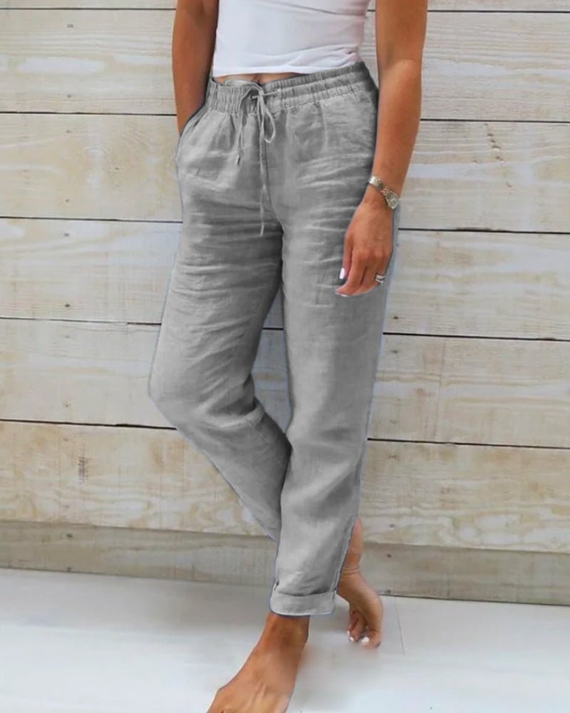 Women's Straight Leg Linen Drawstring Pants